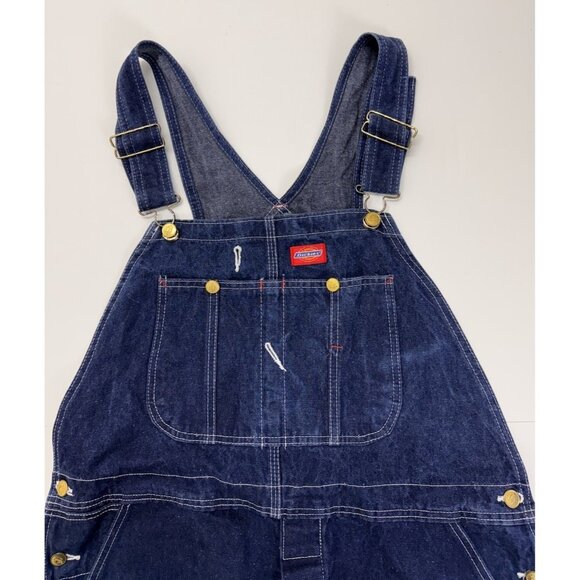 Dickies Denim Bib Overalls Workwear Jeans Mens 40 X 31 Blue Straight Leg - Picture 8 of 10